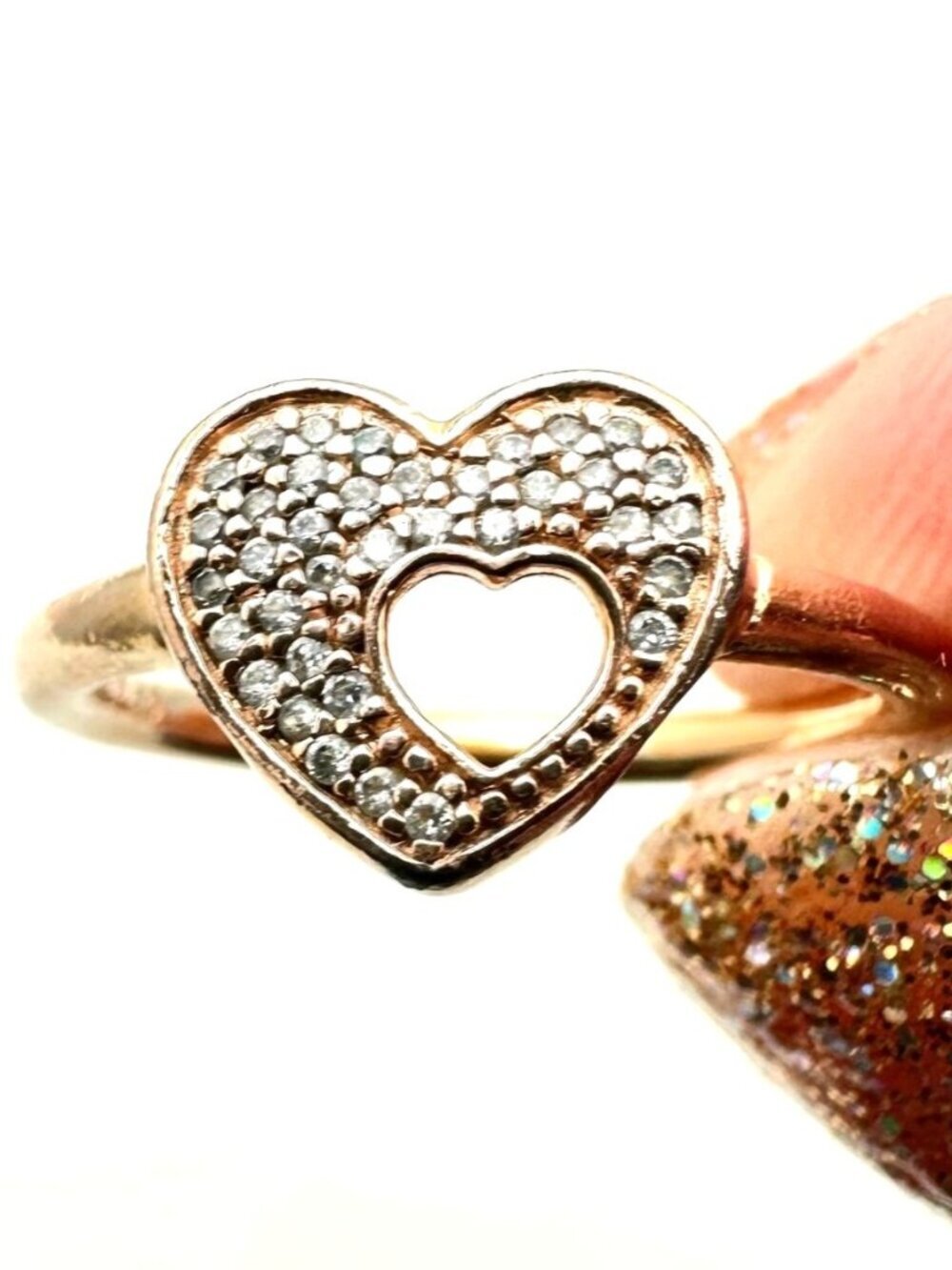 Pandora Shimmering Puzzle Ring Rose Gold Plated Sterling Silver Size 5.25